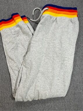 Aldi Mens Medium Sweatpants Joggers Rainbow Stripe Drawstrings